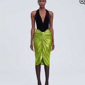 SEQUIN AND VELVET HALTER DRESS